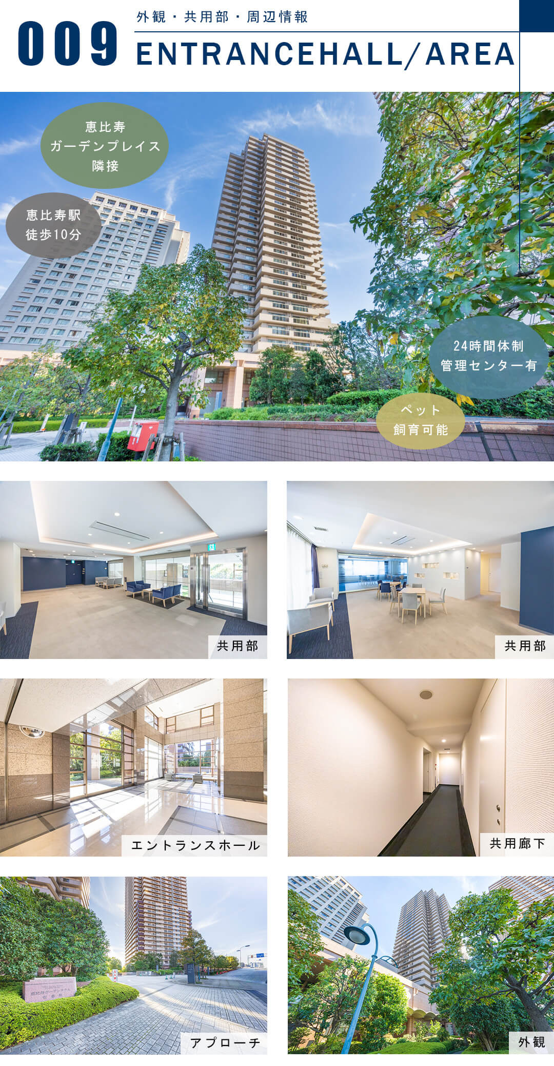恵比寿ガーデンテラス壱番館の外観と共用部