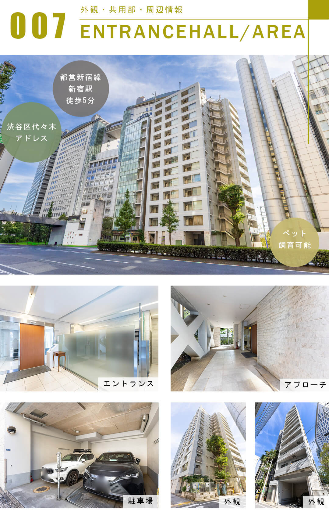 カテリーナ代々木プレイスの外観と共用部