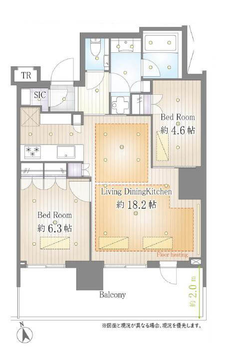 パークコート浜離宮ザタワー　南向きで東京タワーを望む、華やぎと品格のある暮らし 間取り図
