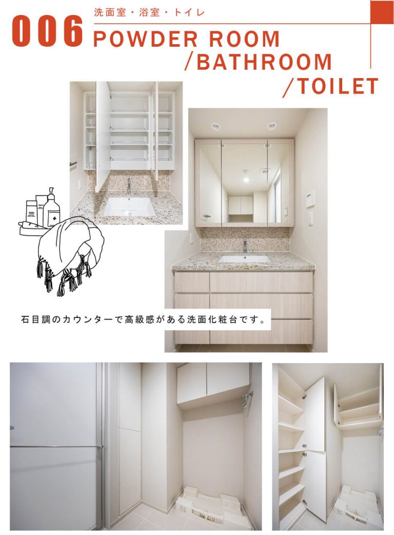 006洗面室,浴室,トイレ,POWDERROOM,BATHROOM,TOILET