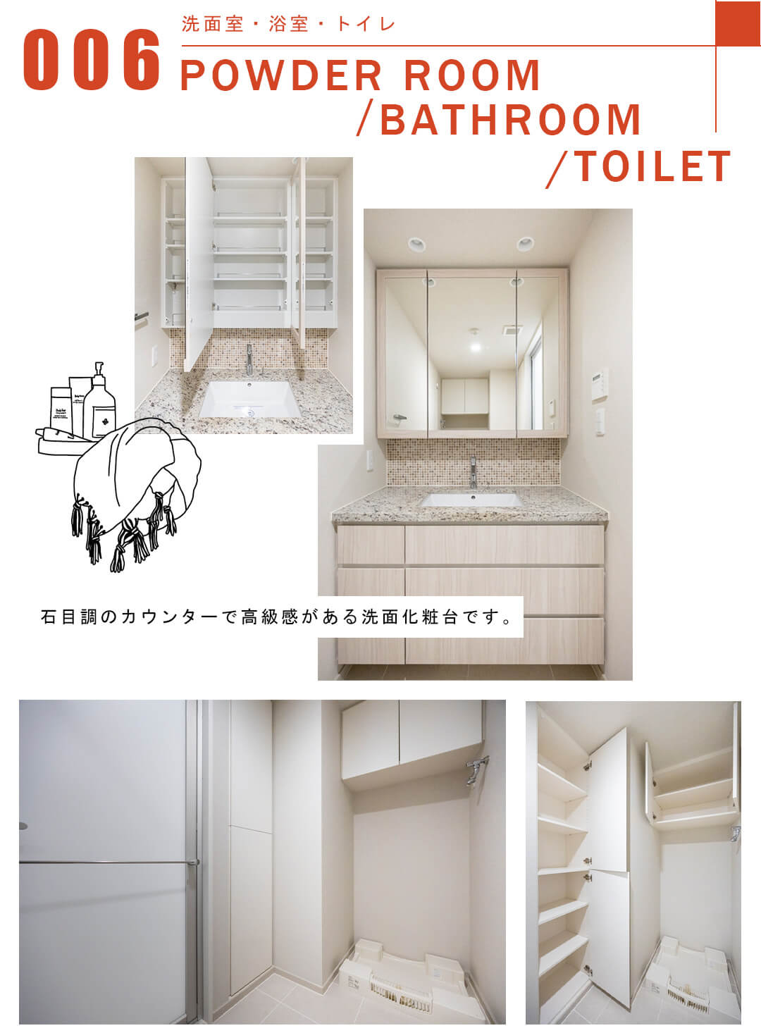 006洗面室,浴室,トイレ,POWDERROOM,BATHROOM,TOILET
