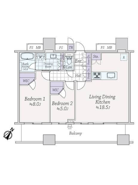 パークコート千代田富士見ザタワー　29階部、皇居・千鳥ヶ淵が望める開放的な景色 間取り図