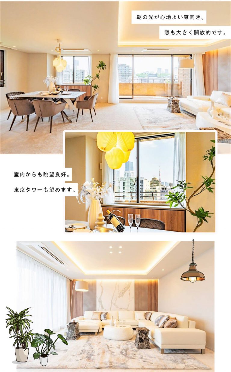 広尾ガーデンヒルズ・サウスヒルD棟のリビングダイニング