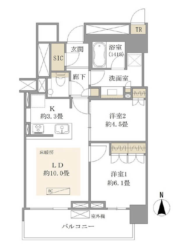 ザ・パークハウス晴海タワーズティアロレジデンス　37階部の2LDK、開放感あふれる景色と暮らす 間取り図