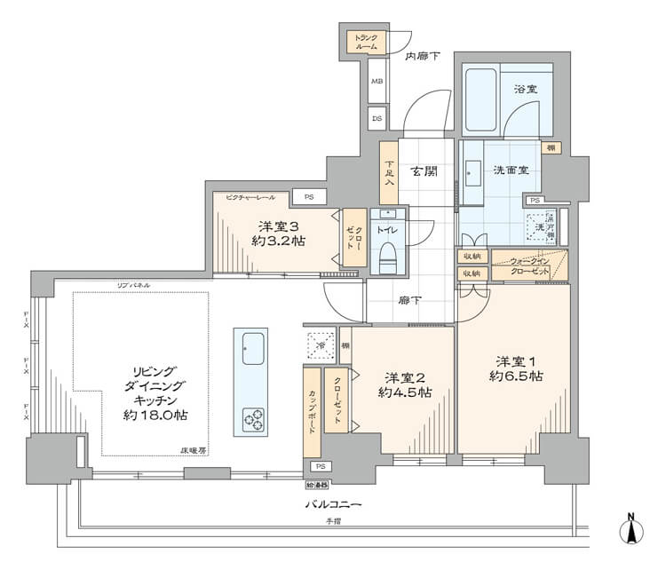 湯島　上野恩賜公園至近！2019年築・32階で開放感溢れる角部屋 間取図