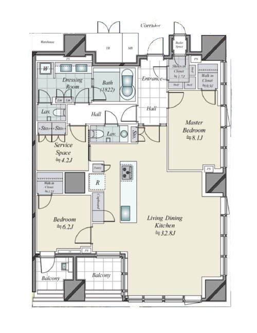 三田ガーデンヒルズパークマンション棟　120㎡超、上質と寛ぎの理想的な住まい 間取り図