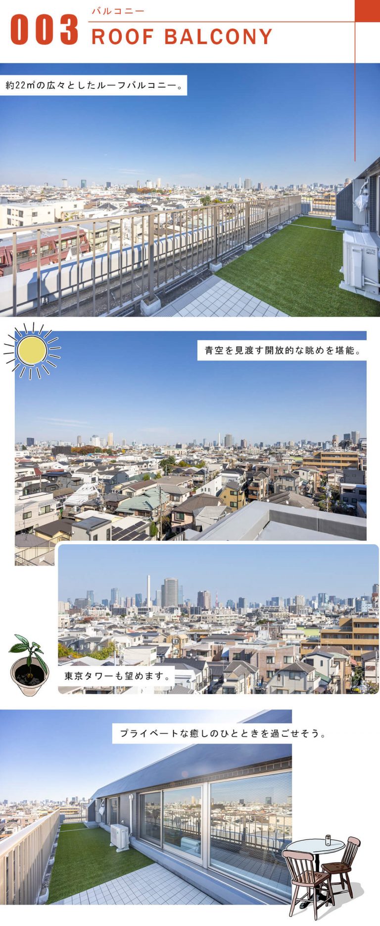 イニシアイオ目黒学芸大学のルーフバルコニー