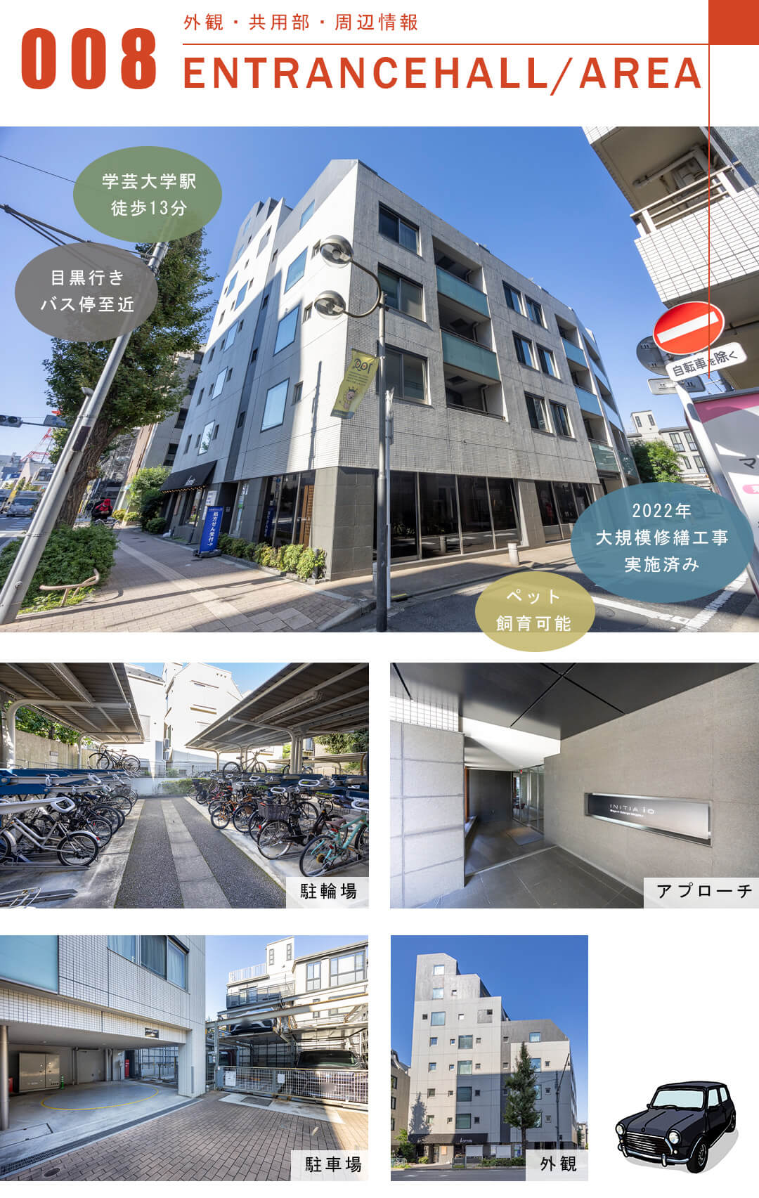 イニシアイオ目黒学芸大学の外観と共用部