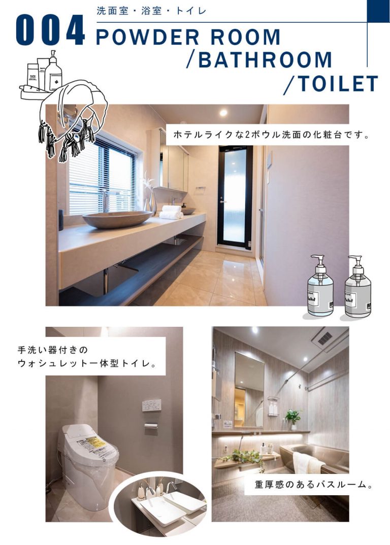 004洗面室,浴室,トイレ,POWDERROOM,BATHROOM,TOILET