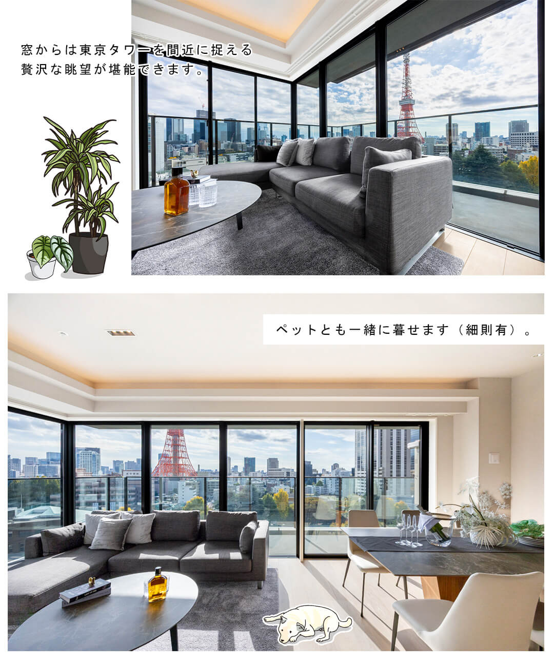 ウェリスタワー愛宕虎ノ門のリビングダイニング