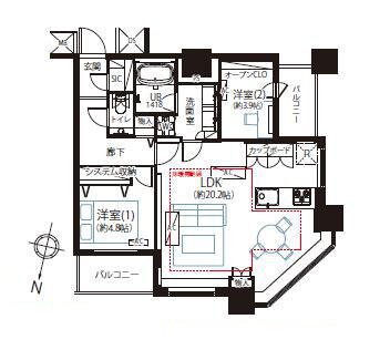 三田　都心を感じる東京タワーVIEWの角部屋 間取図