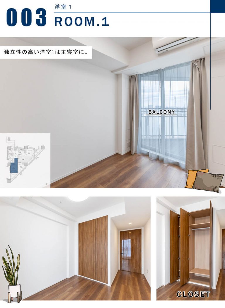 富久クロスコンフォートタワーの洋室