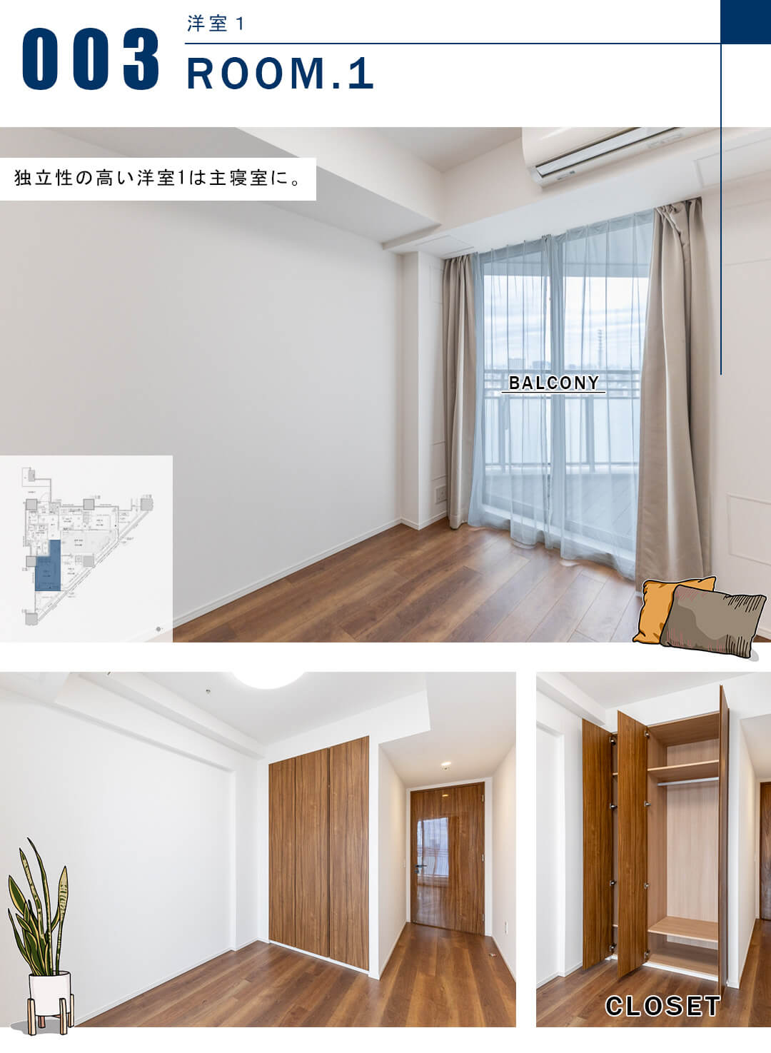 富久クロスコンフォートタワーの洋室