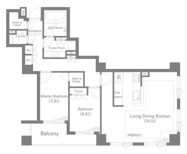 五反田　光あふれる90㎡超、開放感と静けさの池田山レジデンス 間取図