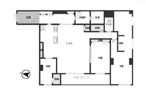 北参道　駅から3分！100㎡超えですっきりと暮らせる3LDK 間取図