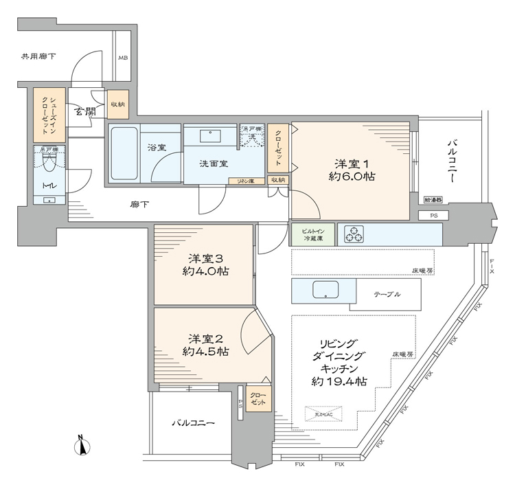 富久クロスコンフォートタワー　都心の眺望と開放感を味わう住まい 間取図