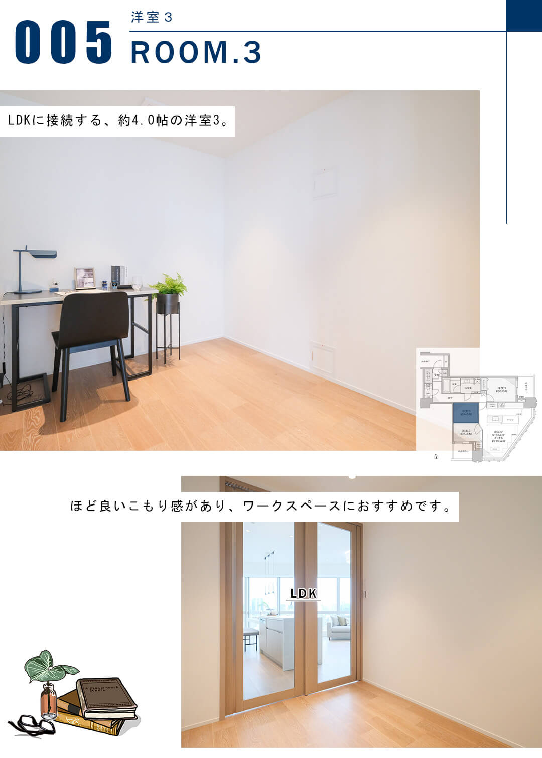 富久クロスコンフォートタワーの洋室