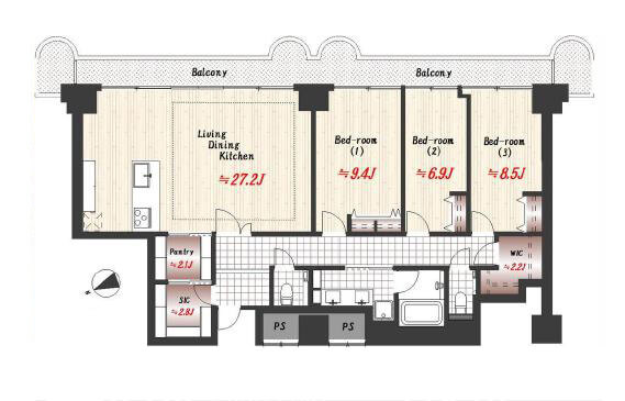 アークタワーズウエスト　“都市の美”を心ゆくまで愉しめる120㎡超えの邸宅 間取り図