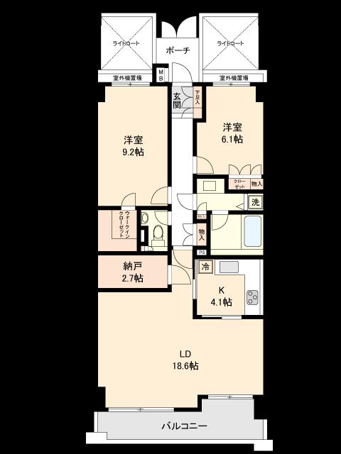 都立大学　好みで創る、低層マンションのゆとり 間取図