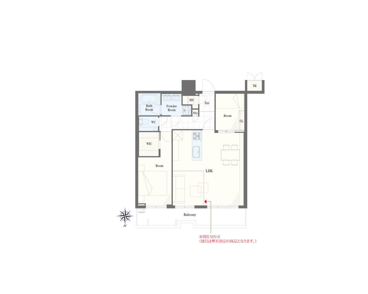 五反田　上品で上質な暮らしが叶う25階部分の2LDK 間取図
