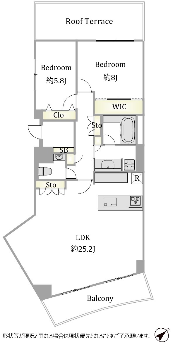 麻布十番　90㎡・ルーフテラス付きの開放感溢れる住まい 間取図