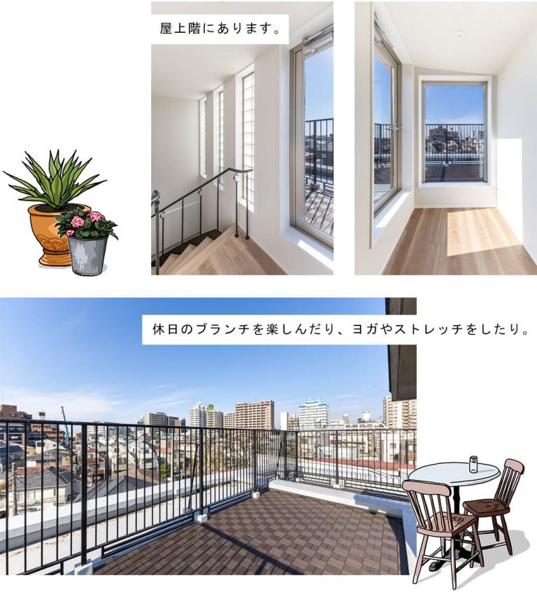 松原フラットのルーフバルコニー