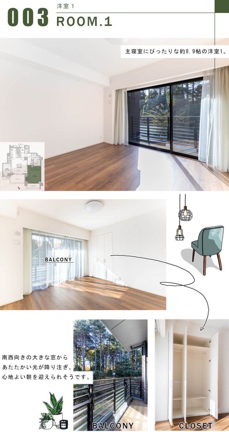 ザ・パークハウス御苑内藤町の洋室