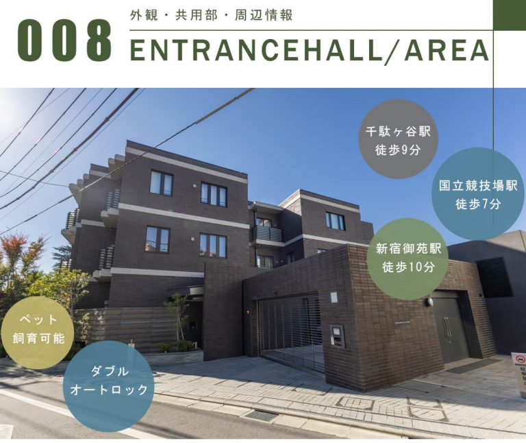 ザ・パークハウス御苑内藤町の外観と共用部