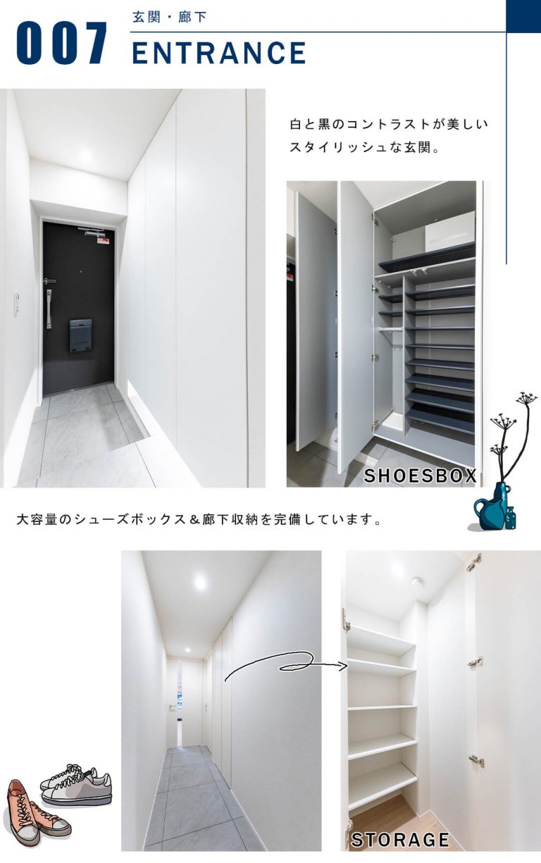 サンビューハイツ渋谷の玄関と廊下