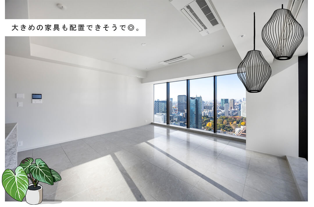 ワールドタワーレジデンスのリビングダイニング