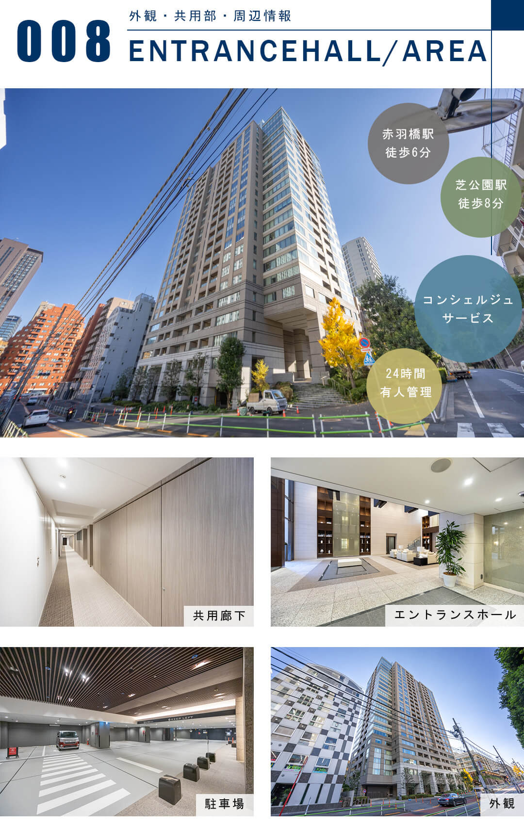 ザ・レジデンス三田の外観と共用部