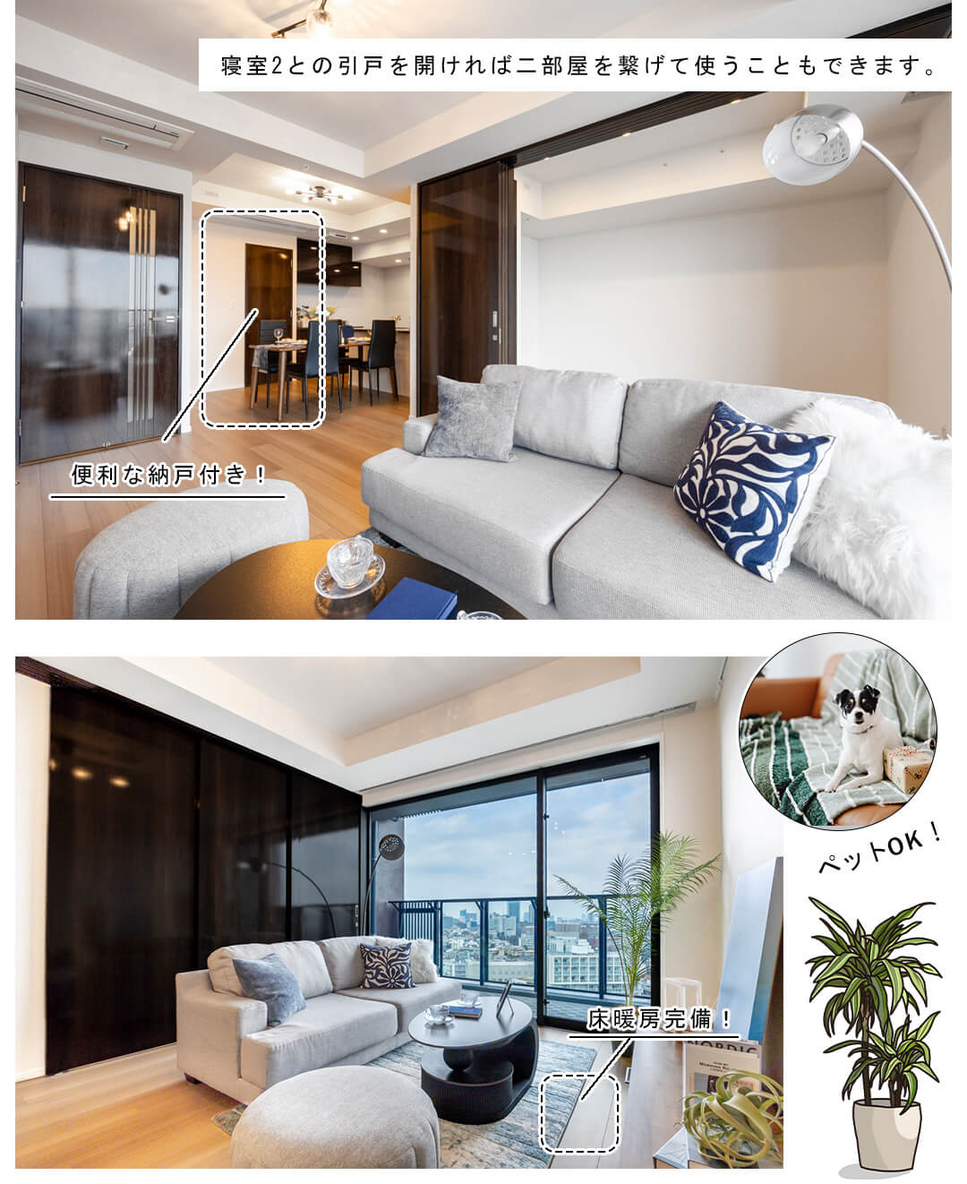 グランドヒルズ恵比寿のリビングダイニング