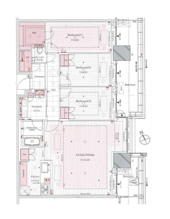 ブランズタワー芝浦　日当たり・眺望良好な31階南東向き住戸 間取図