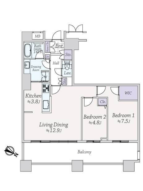 芝浦アイランドケープタワー　44階部の高層階、開放的な景色と暮らす 間取図