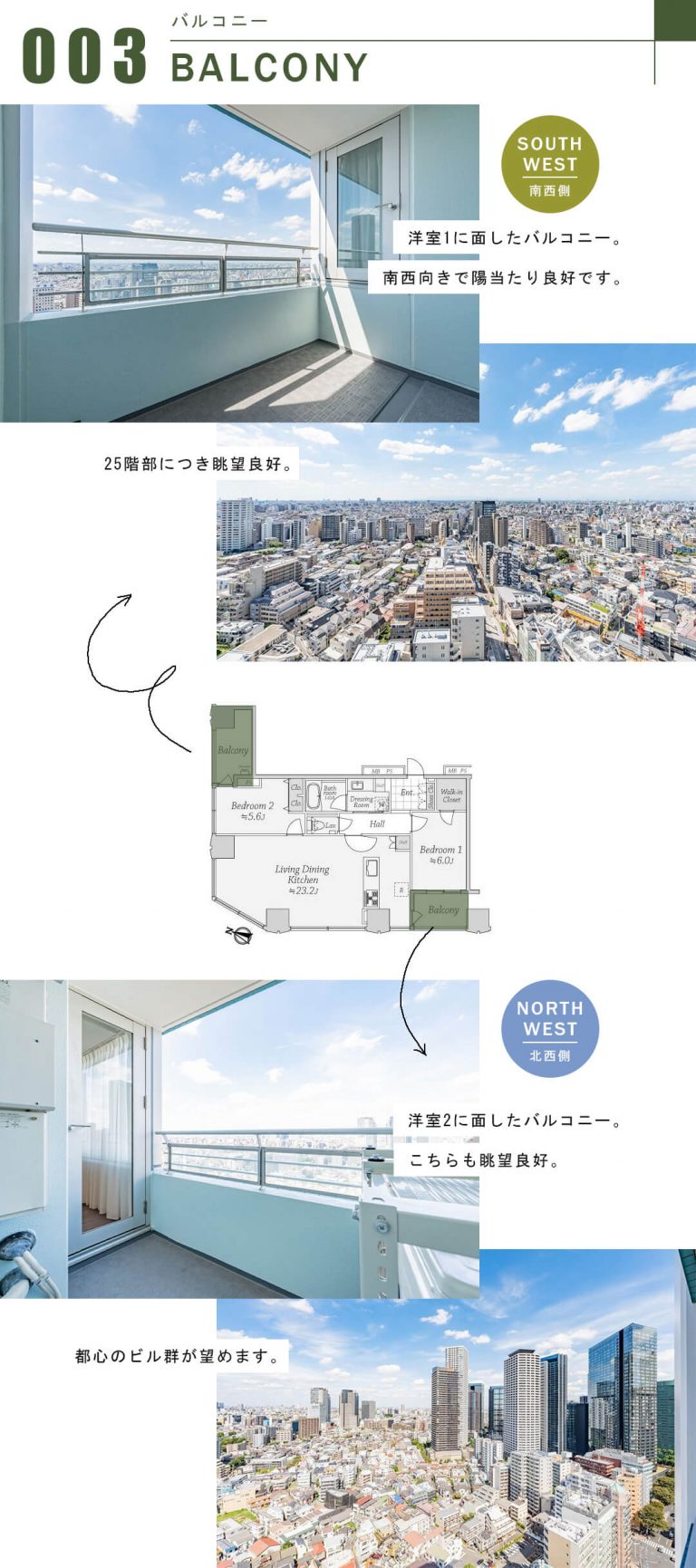 シティタワー新宿新都心のバルコニー