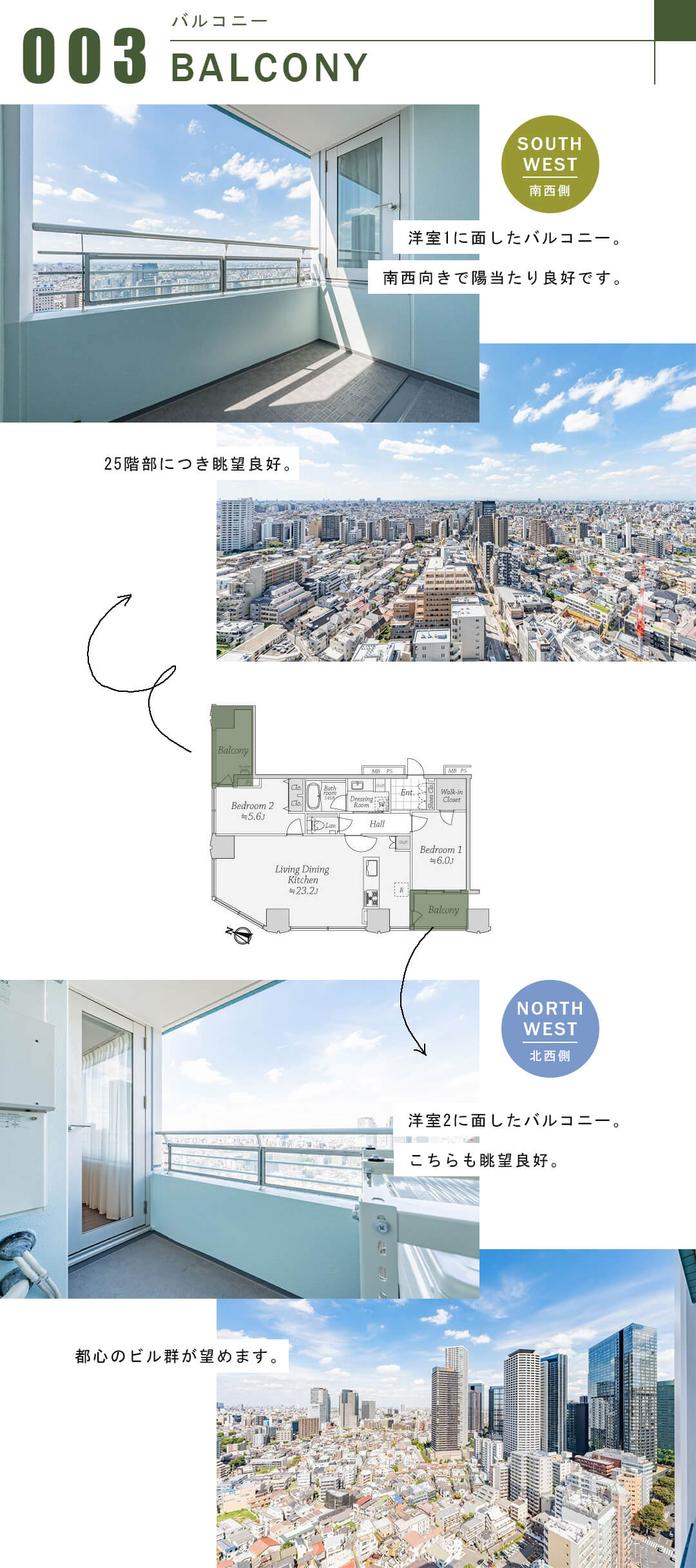 シティタワー新宿新都心のバルコニー