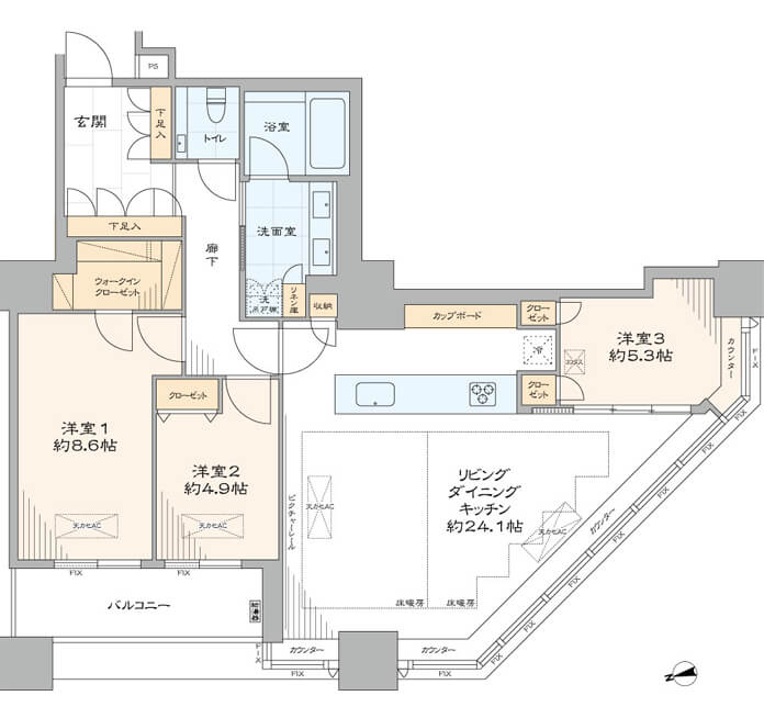 白金タワー　青い空が広がるパノラマビュー 間取図