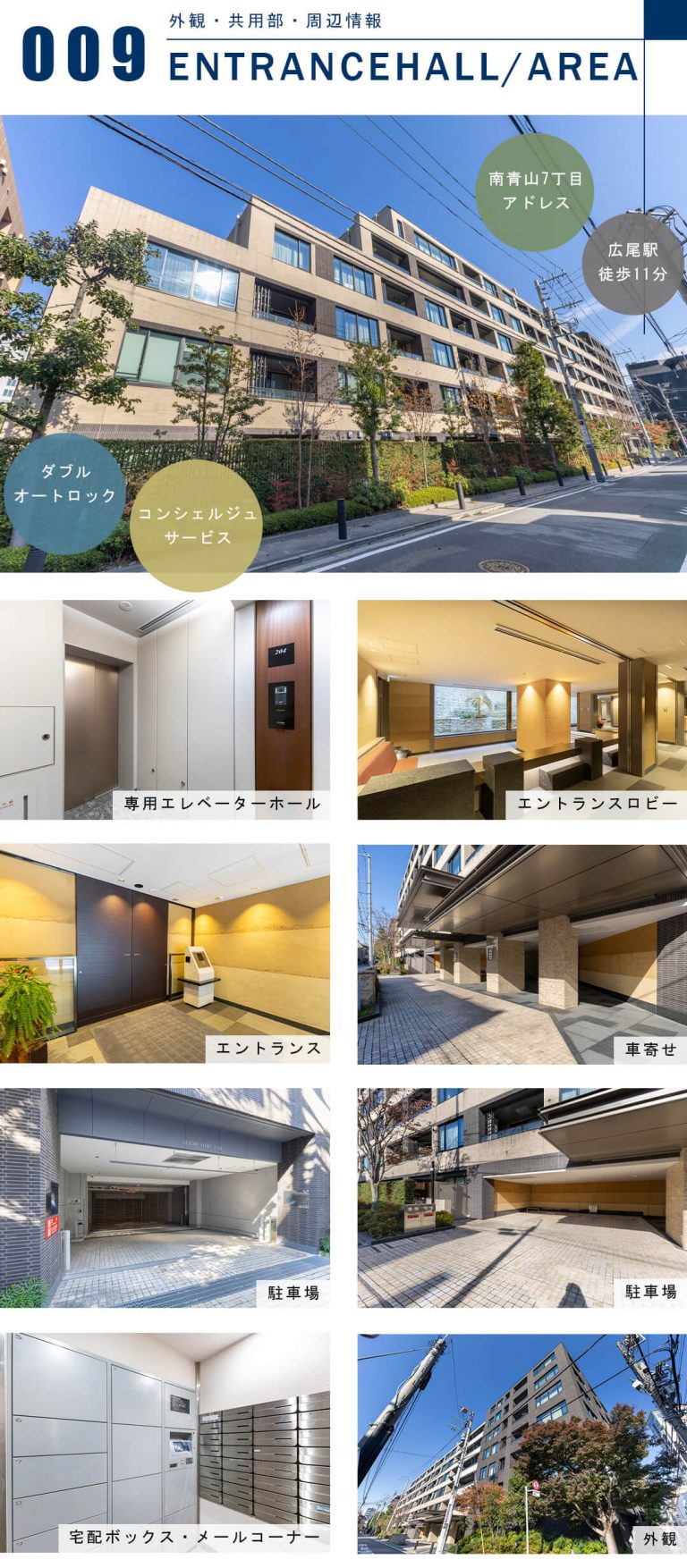 ザ・パークハウスグラン南青山高樹町の外観と共用部