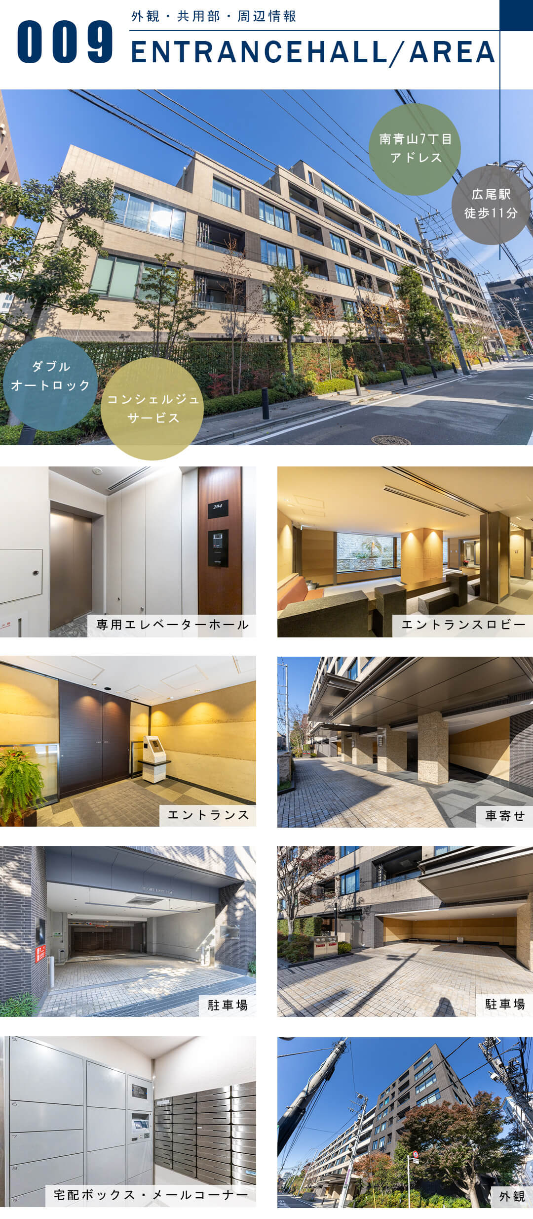 ザ・パークハウスグラン南青山高樹町の外観と共用部