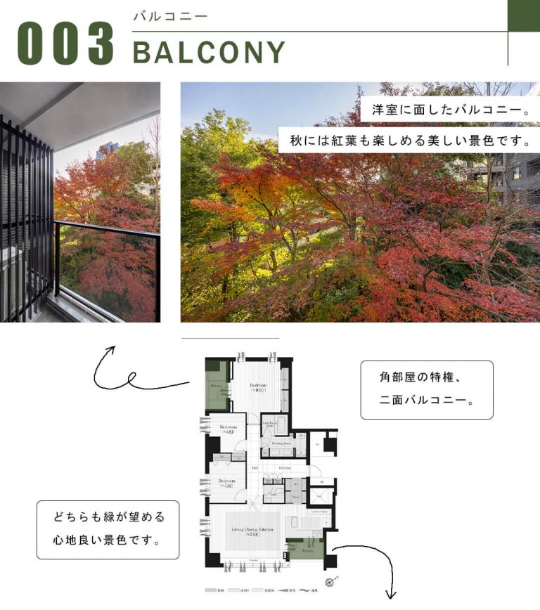 南青山テラス常盤松フォレストのバルコニー