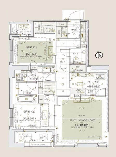 アトラス麻布台　2025年築！南向き・角部屋の快適な住まい 間取図