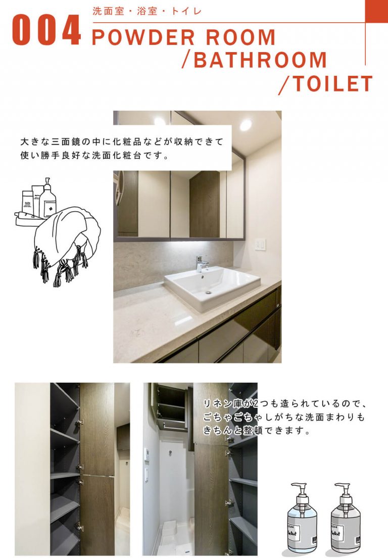 004洗面室,浴室,トイレ,POWDERROOM,BATHROOM,TOILET