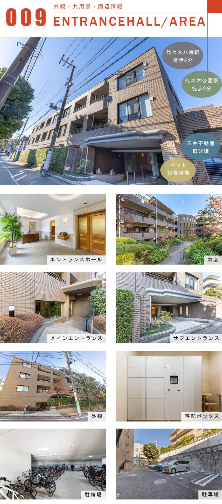 シティコート代々木の外観と共用部