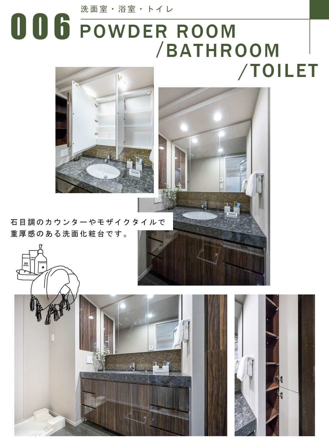 006洗面室,浴室,トイレ,POWDERROOM,BATHROOM,TOILET