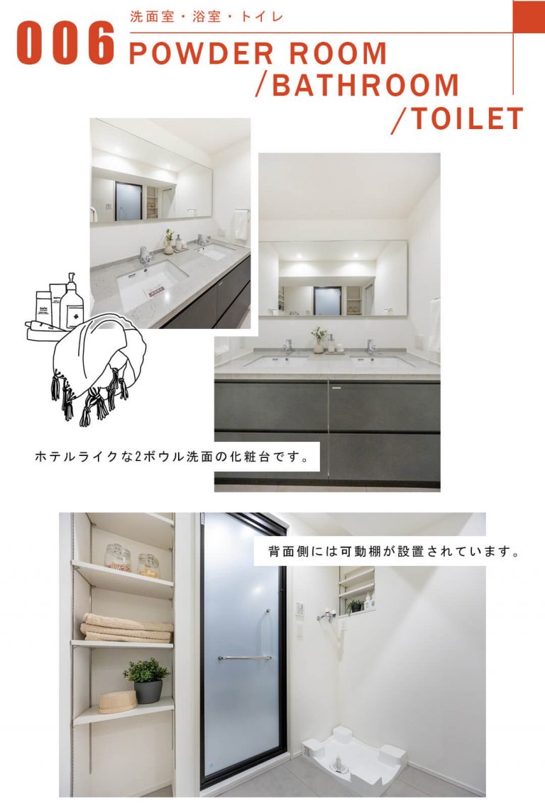 006洗面室,浴室,トイレ,POWDERROOM,BATHROOM,TOILET