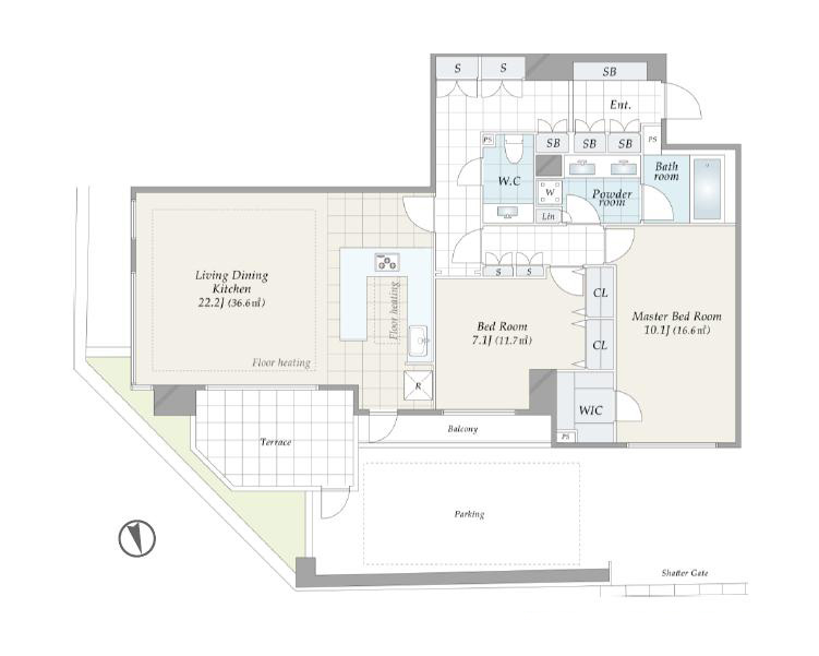 フォレセーヌ池田山公園　平置き駐車場付き！戸建て感覚で住める角部屋100㎡超えの上質な邸宅 間取図