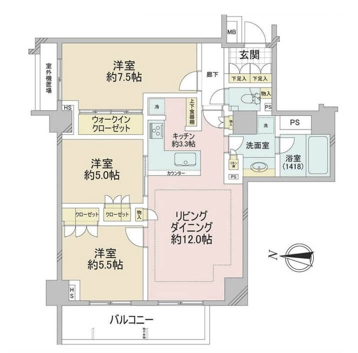 オープンレジデンシア代々木ザ・ハウス　代々木公園が徒歩圏内、ペットと暮らせる3LDK 間取図