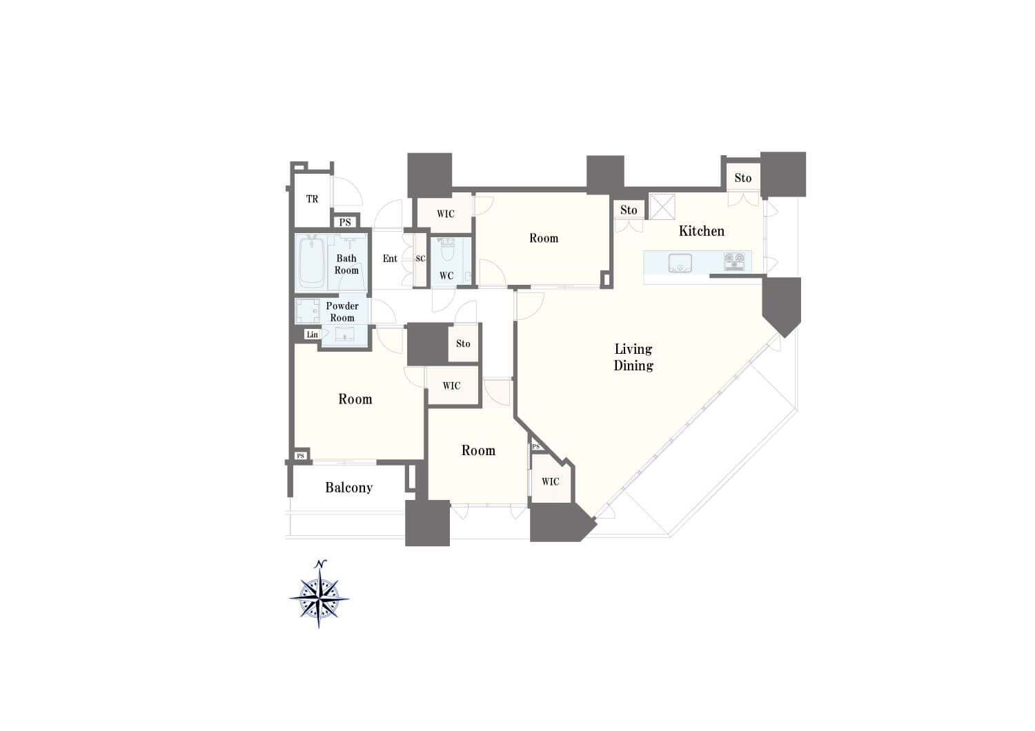 勝どき　穏やかな運河の景観が、暮らしを満たす100㎡超え35階角部屋 間取図