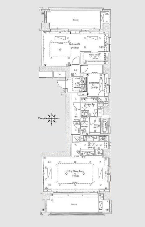 広尾ガーデンフォレストB棟　2面バルコニー×110㎡超、上質な日常を愉しむ 間取り図