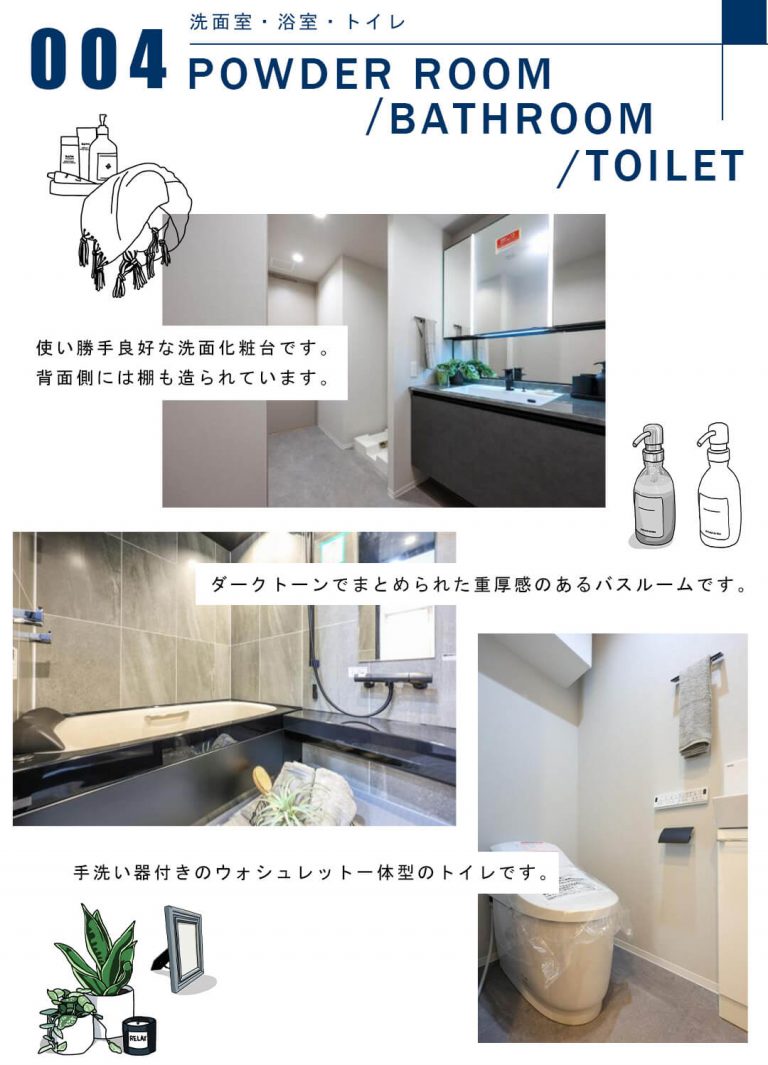 004洗面室,浴室,トイレ,POWDERROOM,BATHROOM,TOILET